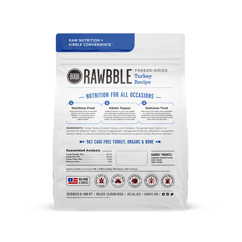 RAWBBLE® Freeze Dried Dog Food – Turkey Recipe