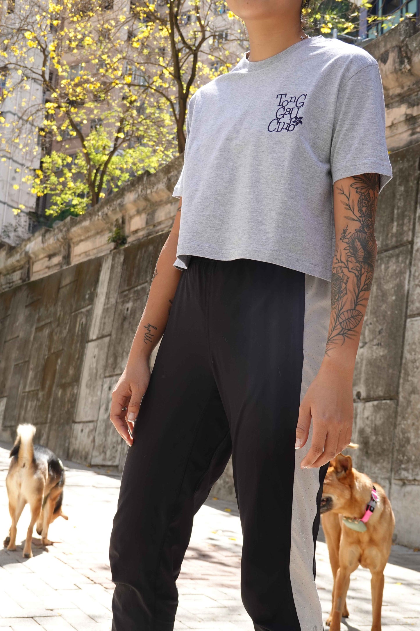 “Tong Gau Club” Embroidered Crop Tee