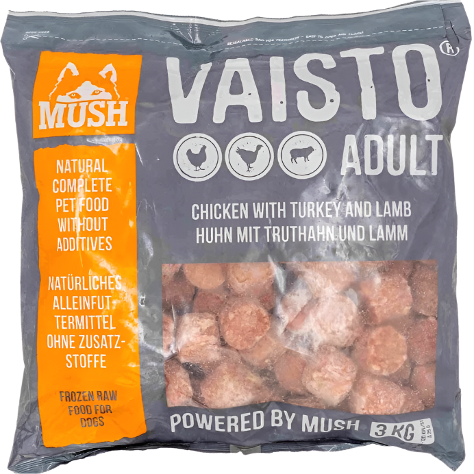Frozen Raw Dog Food - Vaisto Grey (Chicken, Turkey & Lamb)