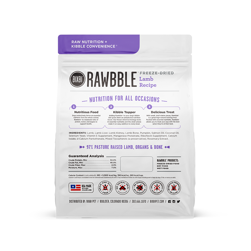 RAWBBLE® Freeze Dried Dog Food – Lamb Recipe