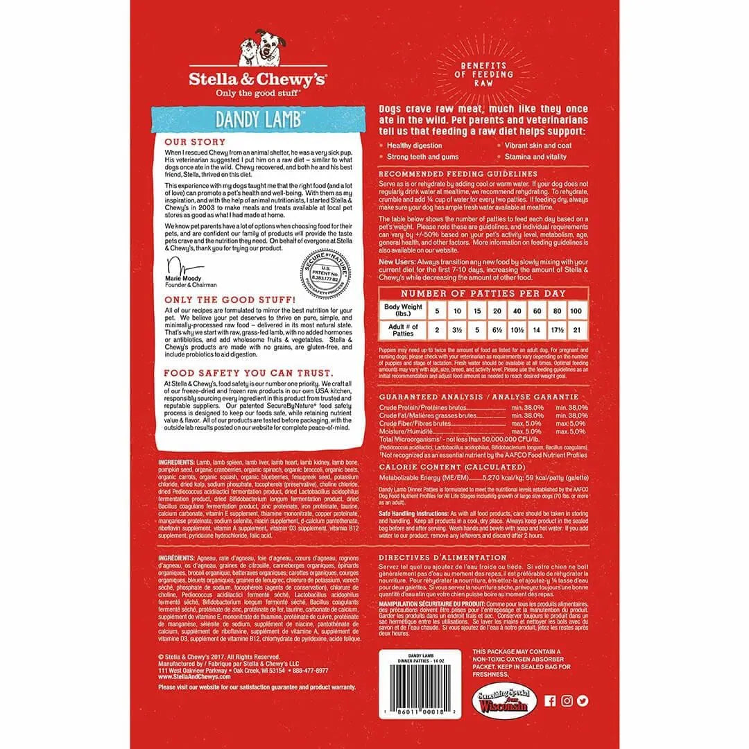 Stella & Chewys Freeze-Dried Dog Food - Dandy Lamb Patties