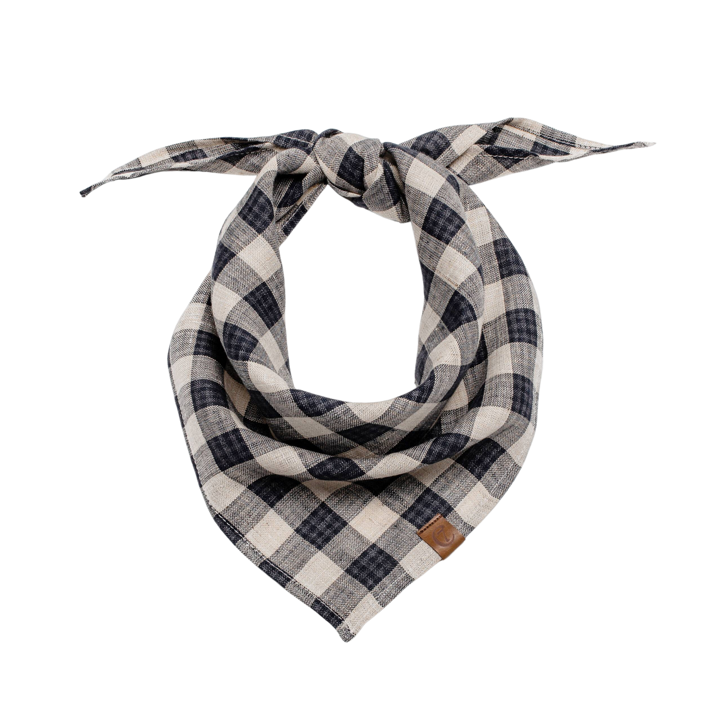 Dog Bandana Check Dark Blue - Beige