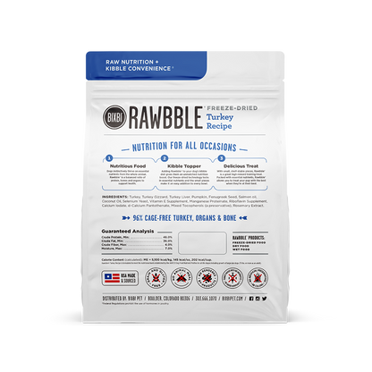 RAWBBLE® Freeze Dried Dog Food – Turkey Recipe