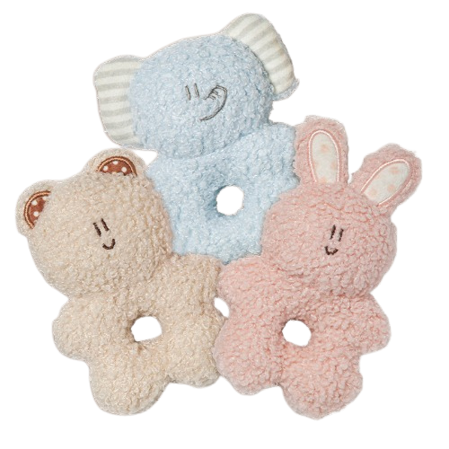 BonBon Green Furry Friends Rattle Toy
