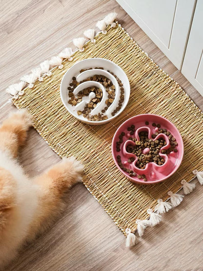 Ceramic Slow Feeder - Pink Flower