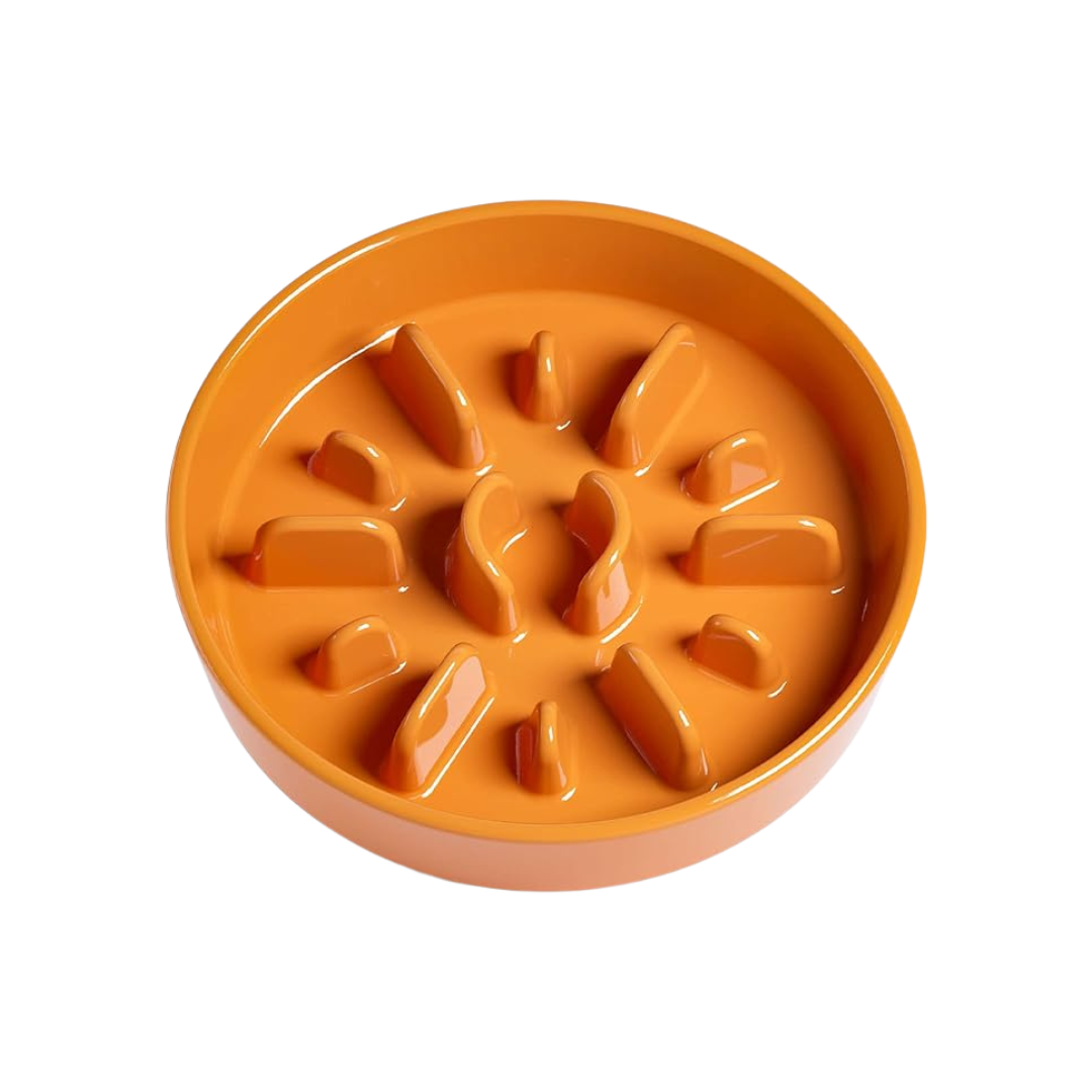 Ceramic Slow Feeder - Orange Sun