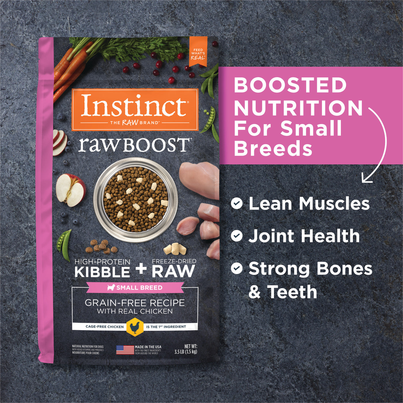 Instinct - Dog Kibble with Freeze Dried - Raw Boost Real Chicken Grain-free Recipe for Small Breed Dogs