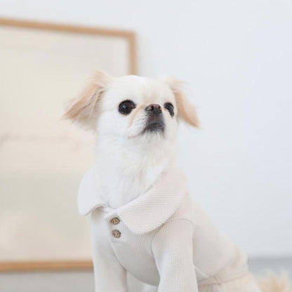 Round Collar Flower Button Top