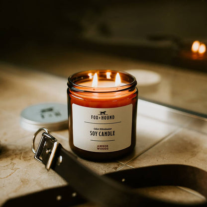 ODOR ELIMINATOR SOY CANDLE - AMBER WOODS