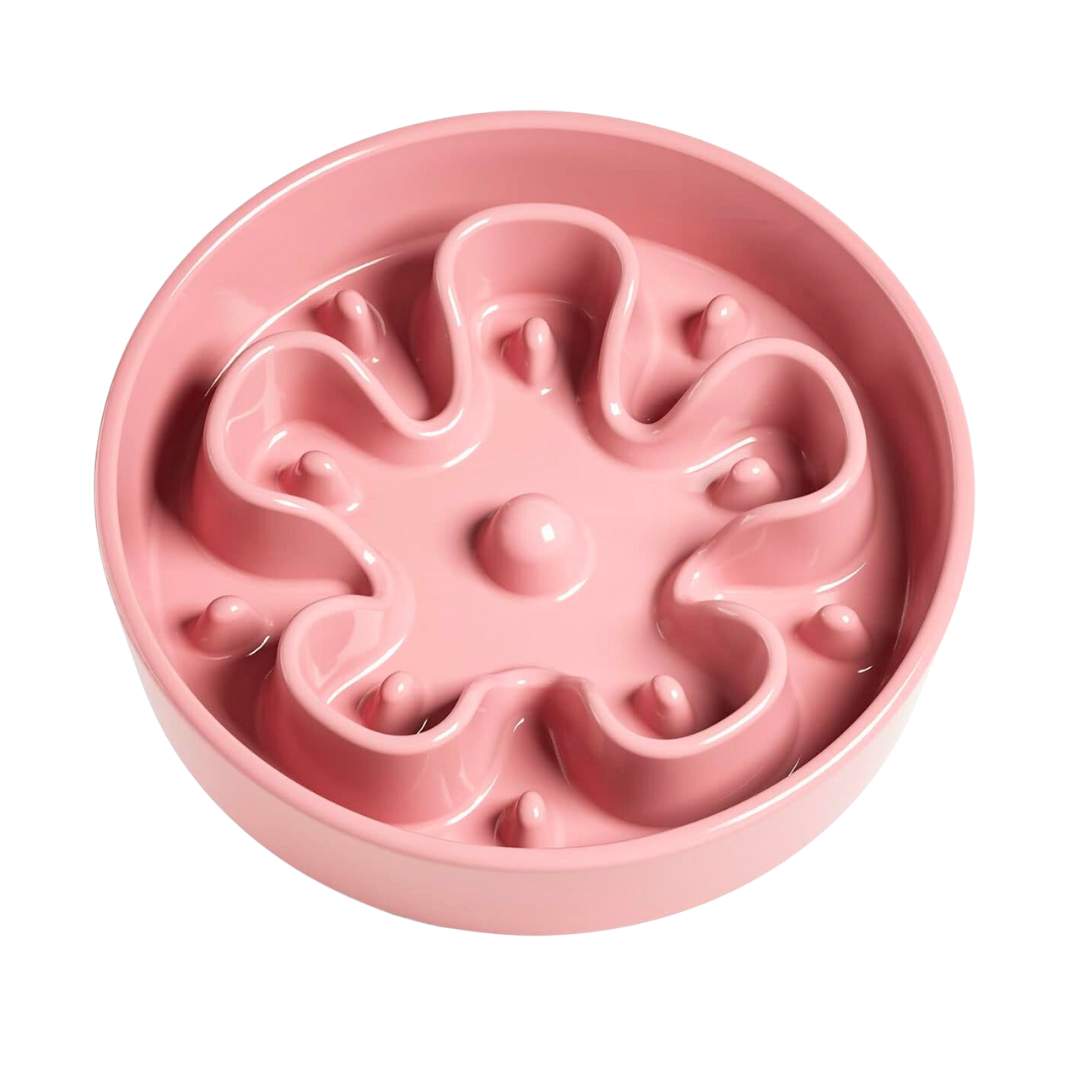 Ceramic Slow Feeder - Pink Flower