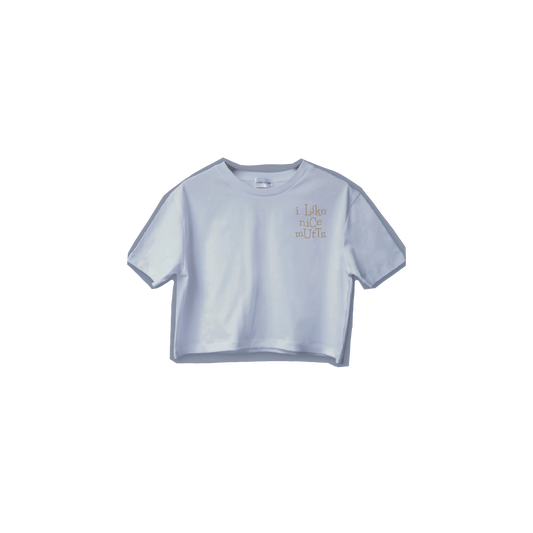 “I Like Nice Mutts” Embroidered Crop Tee