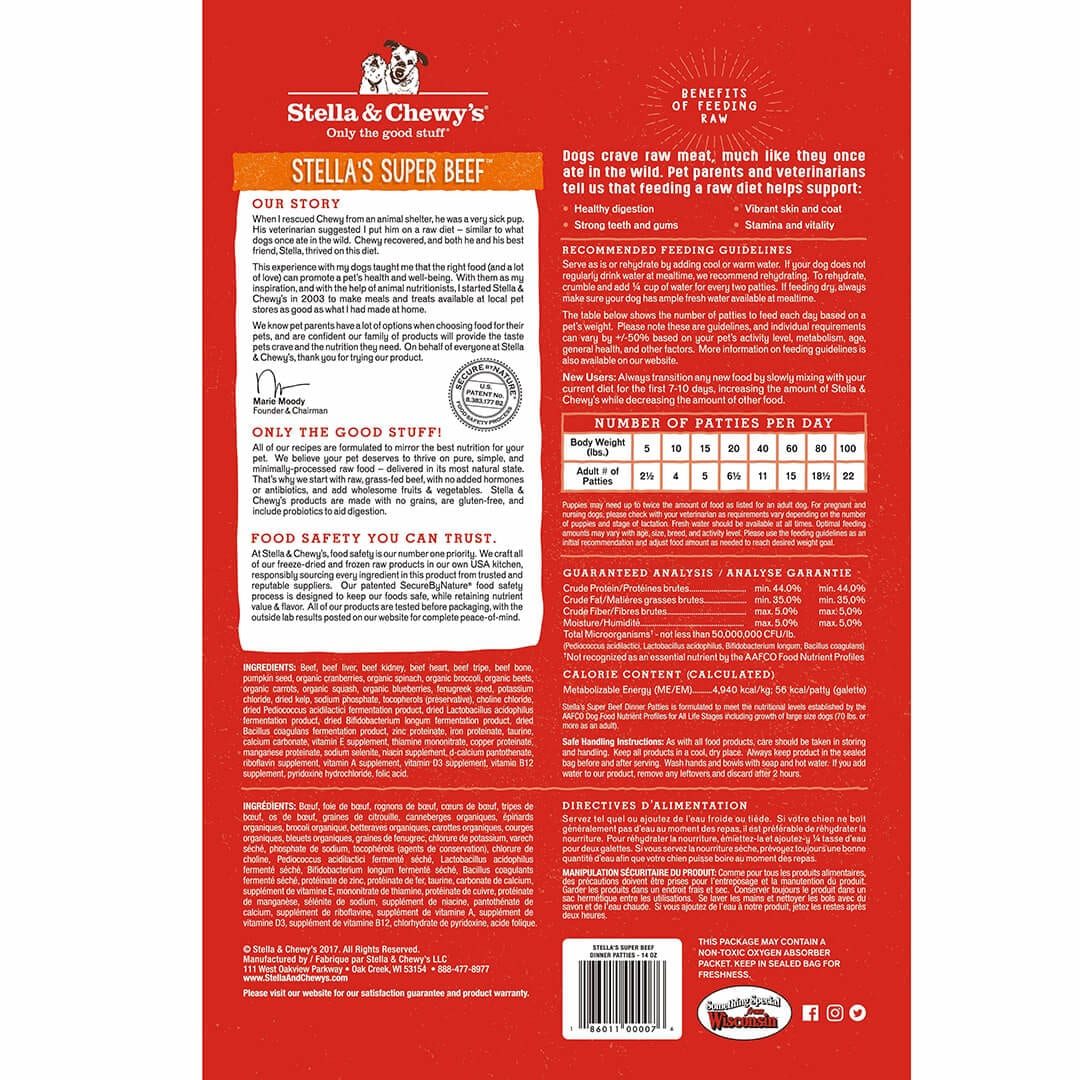 Stella & Chewys Freeze-Dried Dog Food - Super Beef Patties