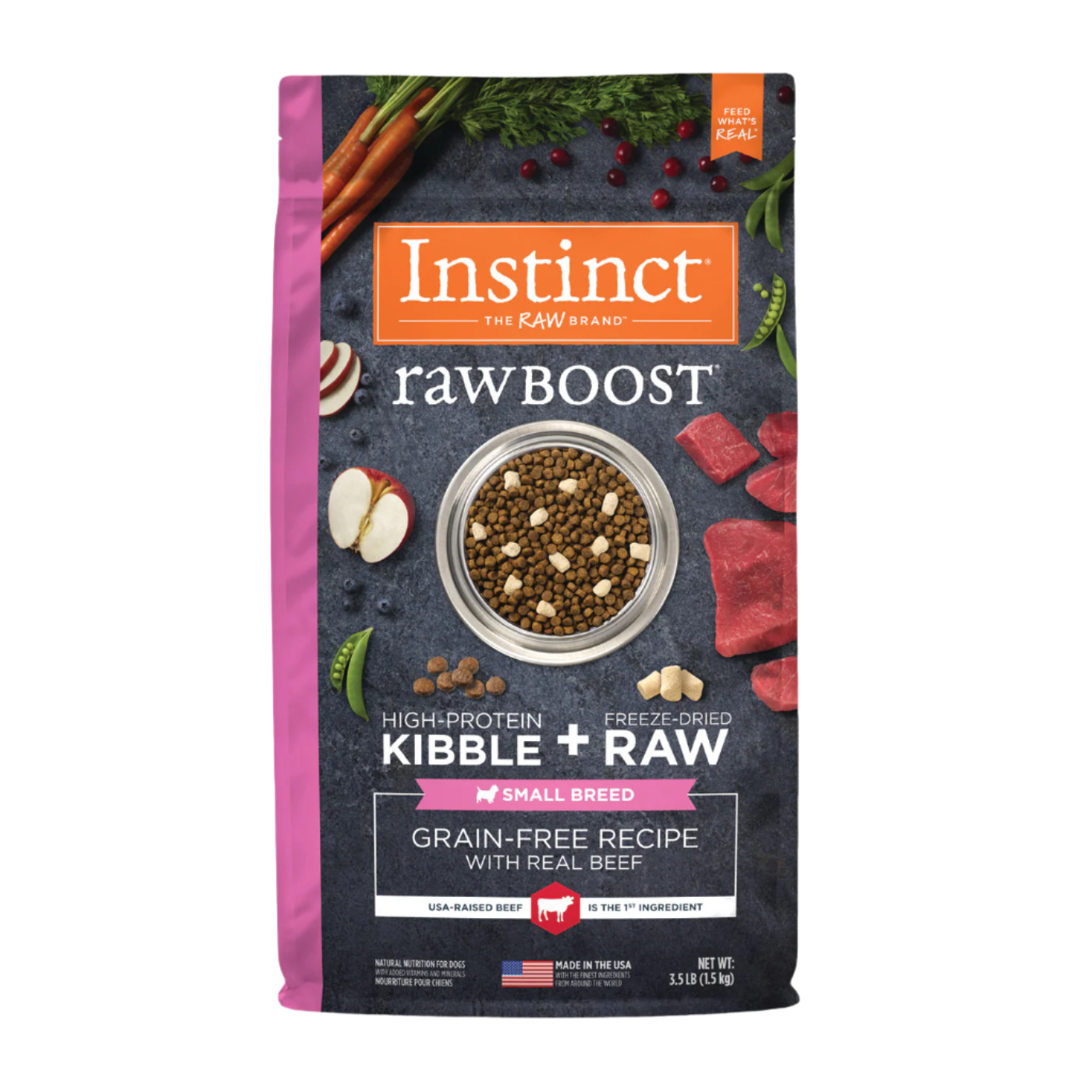 Instinct - Dog Kibble with Freeze Dried - Raw Boost Real Beef Grain-free Recipe for Small Breed Dogs
